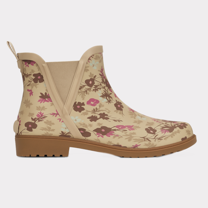 Botte de pluie femme Kamik Chloe Lo avec motif floral, semelle antidérapante et intérieur amovible